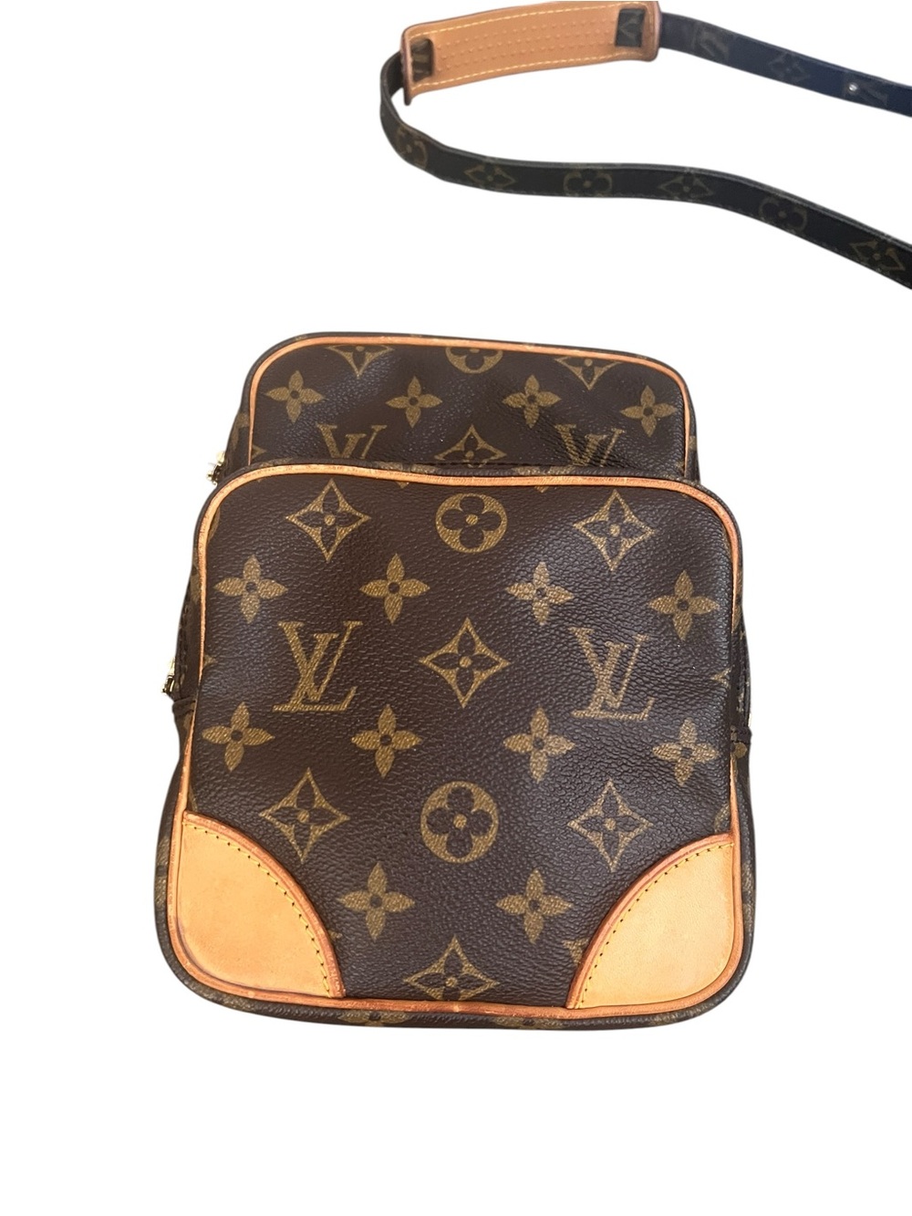 Louis Vuitton Brown Monogram cross body Amazon Bag with Tan Trim PROJECT BAG